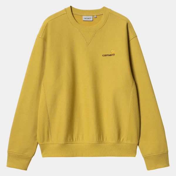 Carhartt WIP American Script Sweatshirt Golden Olive Best Sale