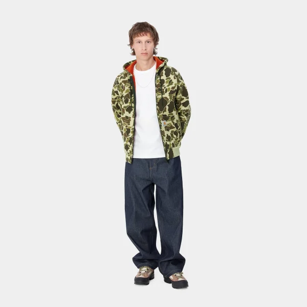 Carhartt WIP Car-Lux Hooded Jacket Camo Duck, Green / Turmeric Cheap