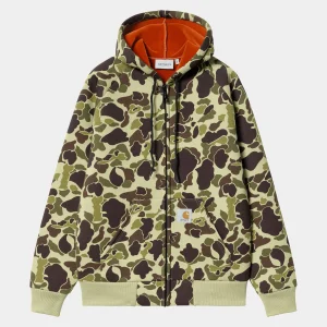 Carhartt WIP Car-Lux Hooded Jacket Camo Duck, Green / Turmeric Cheap