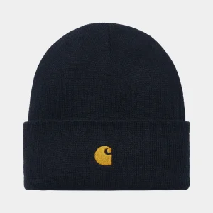 Carhartt WIP Chase Beanie Dark Navy / Gold Discount