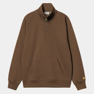 Carhartt WIP Chase Neck Zip Sweatshirt Chocolate / Gold Best Sale