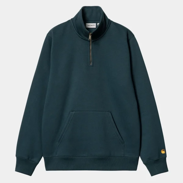 Carhartt WIP Chase Neck Zip Sweatshirt Duck Blue / Gold Best