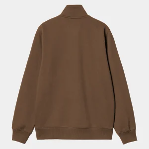 Carhartt WIP Chase Neck Zip Sweatshirt Chocolate / Gold Best Sale