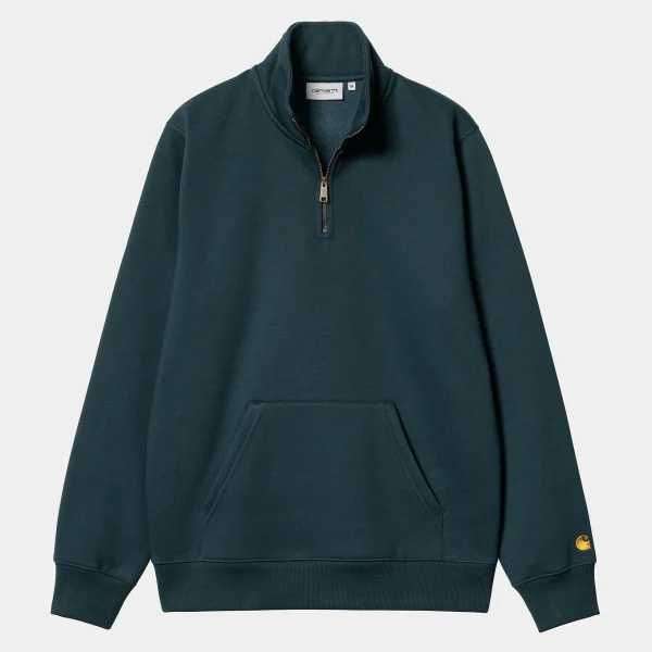 Carhartt WIP Chase Neck Zip Sweatshirt Duck Blue / Gold Best