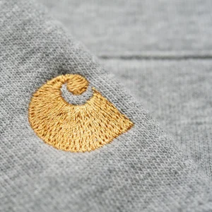 Carhartt WIP Chase Neck Zip Sweatshirt Grey Heather / Gold New