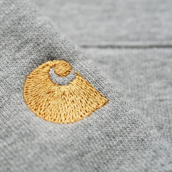 Carhartt WIP Chase Neck Zip Sweatshirt Grey Heather / Gold New