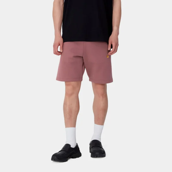 Carhartt WIP Chase Sweat Short Dusty Fuchsia / Gold Best Sale