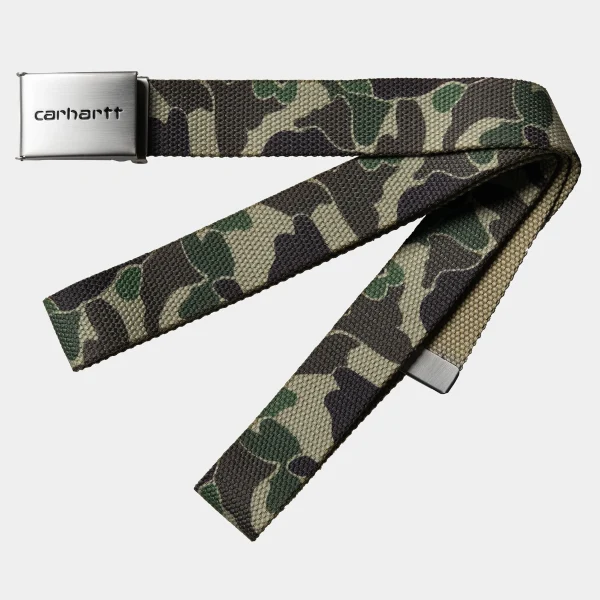 Carhartt WIP Clip Belt Chrome Camo Duck, Green Outlet