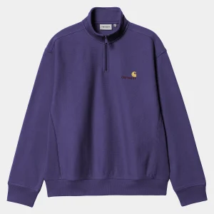 Carhartt WIP Half Zip American Script Sweatshirt Aura Best