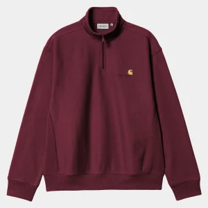 Carhartt WIP Half Zip American Script Sweatshirt Malbec Shop