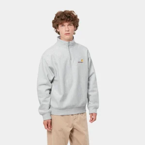 Carhartt WIP Half Zip American Script Sweatshirt Ash Heather Best