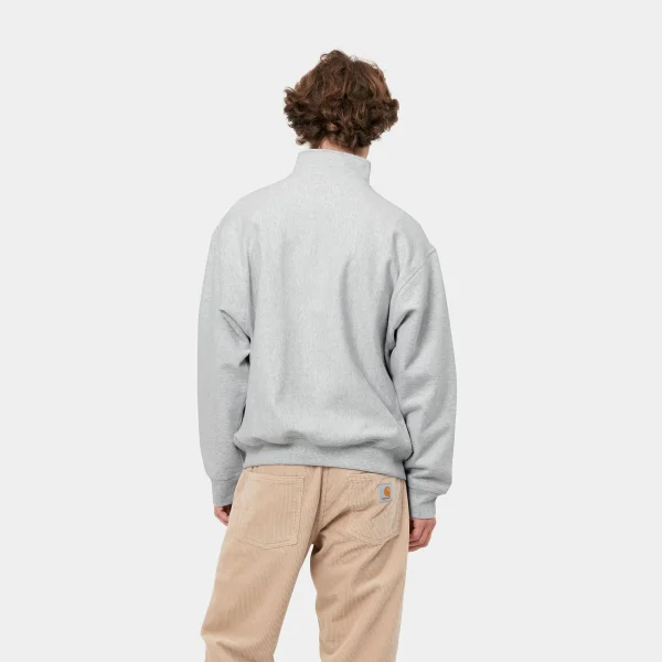 Carhartt WIP Half Zip American Script Sweatshirt Ash Heather Best