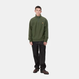 Carhartt WIP Half Zip American Script Sweatshirt Tarragon Hot