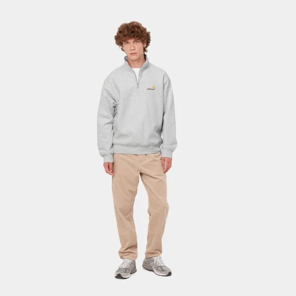 Carhartt WIP Half Zip American Script Sweatshirt Ash Heather Best