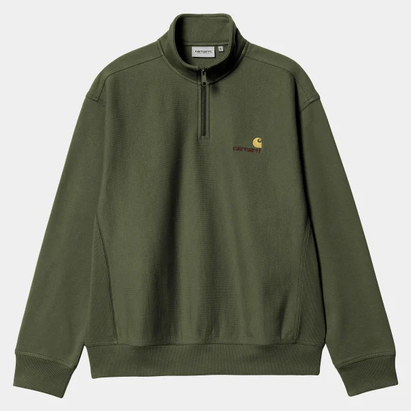 Carhartt WIP Half Zip American Script Sweatshirt Tarragon Hot