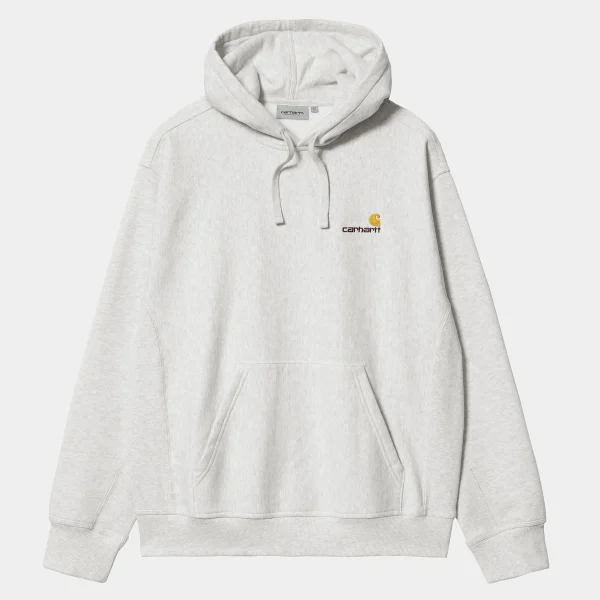 Carhartt WIP Hooded American Script Sweatshirt Ash Heather Outlet