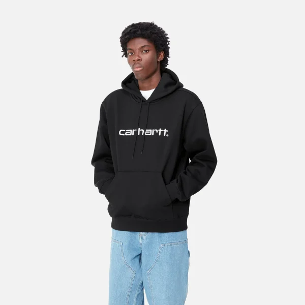 Carhartt WIP Hooded Carhartt Sweatshirt Black / White Hot