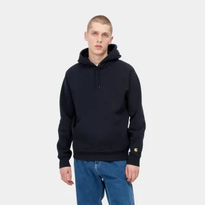 Carhartt WIP Hooded Chase Sweatshirt Dark Navy / Gold Cheap