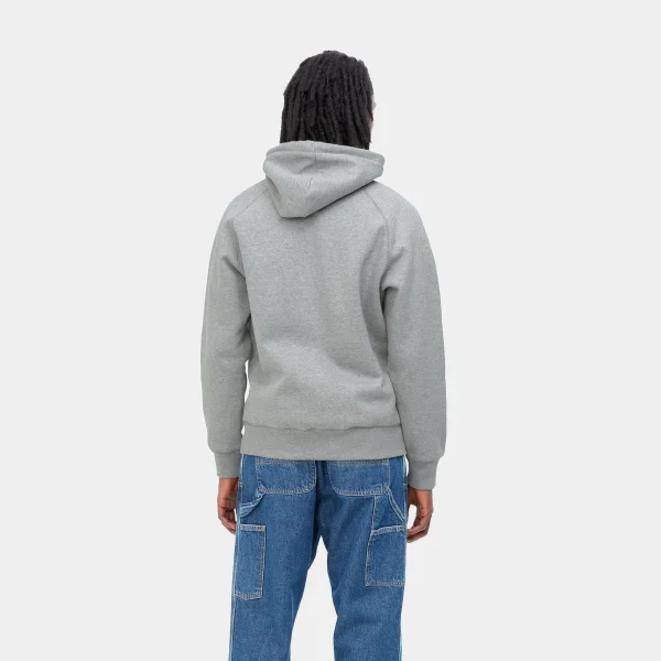 Carhartt WIP Hooded Chase Sweatshirt Grey Heather / Gold Clearance