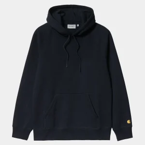 Carhartt WIP Hooded Chase Sweatshirt Dark Navy / Gold Cheap