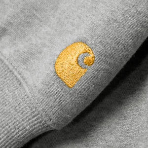 Carhartt WIP Hooded Chase Sweatshirt Grey Heather / Gold Clearance