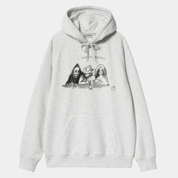 Carhartt WIP Hooded Pepe Friends Sweat Ash Heather / Black Store