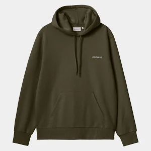 Carhartt WIP Hooded Script Embroidery Sweat Cypress / White New