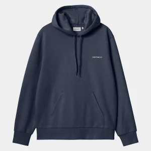 Carhartt WIP Hooded Script Embroidery Sweat Air Force Blue / White Cheap