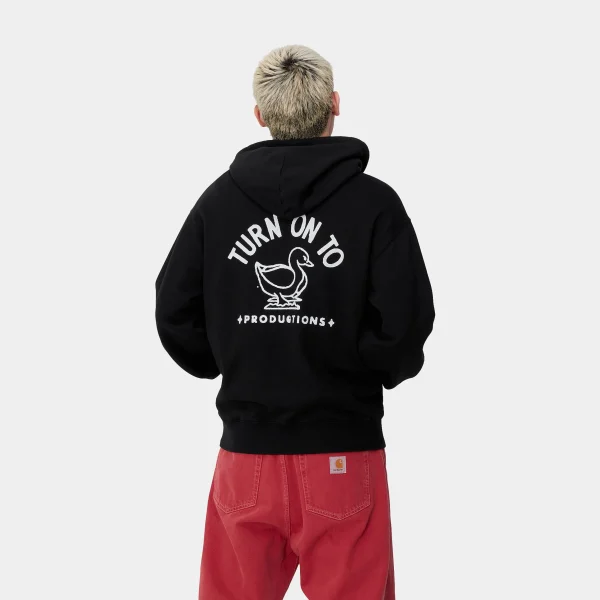 Carhartt WIP Hooded Stamp Sweat Black / White Flash Sale