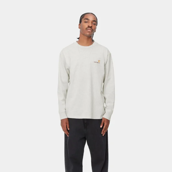 Carhartt WIP L/S American Script T-Shirt Ash Heather Discount