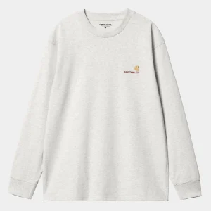 Carhartt WIP L/S American Script T-Shirt Ash Heather Discount