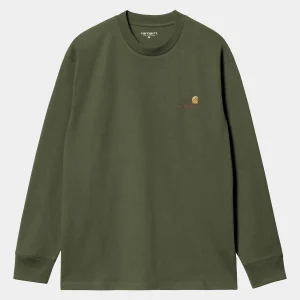 Carhartt WIP L/S American Script T-Shirt Tarragon Cheap