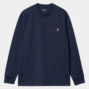 Carhartt WIP L/S American Script T-Shirt Air Force Blue Fashion