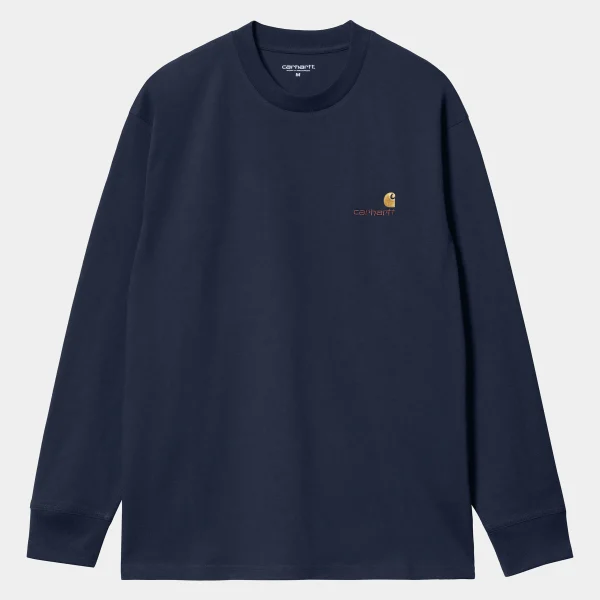 Carhartt WIP L/S American Script T-Shirt Air Force Blue Fashion