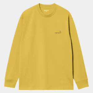 Carhartt WIP L/S American Script T-Shirt Golden Olive Flash Sale