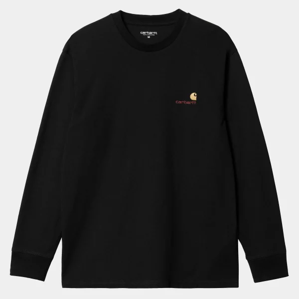 Carhartt WIP L/S American Script T-Shirt Black Fashion