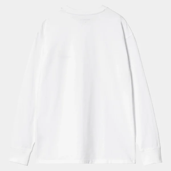 Carhartt WIP L/S American Script T-Shirt White Discount