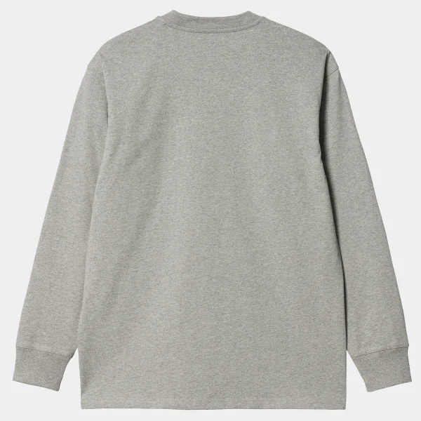 Carhartt WIP L/S American Script T-Shirt Grey Heather Flash Sale