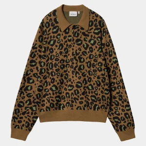 Carhartt WIP L/S Arlo Polo Camo Leo Jacquard, Tamarind / Black Cheap