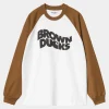 Carhartt WIP L/S Brown Ducks Baseball T-S White / Hamilton Brown Fashion