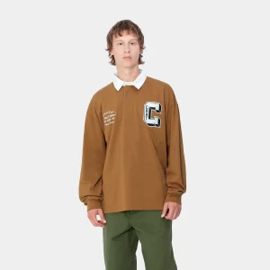 Carhartt WIP L/S Brown Ducks Rugby Shirt Hamilton Brown / White Outlet