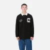 Carhartt WIP L/S Brown Ducks Rugby Shirt Black / White Hot