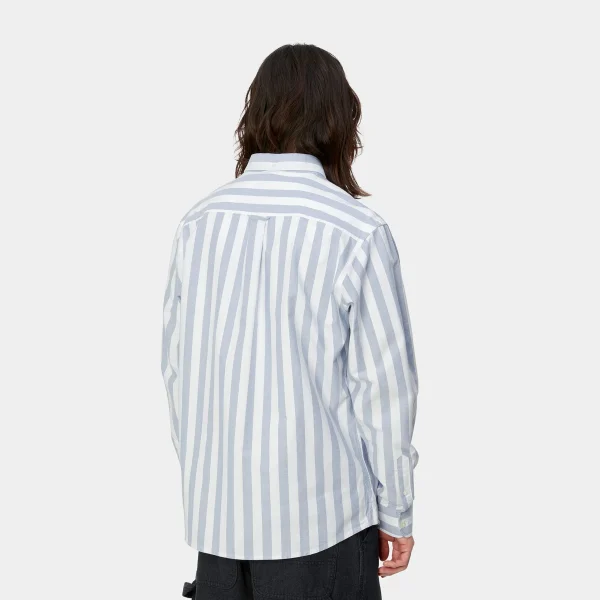 Carhartt WIP L/S Dillion Shirt Dillion Stripe, Bleach / White Fashion