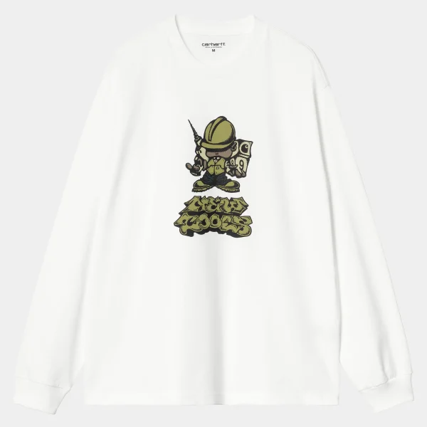 Carhartt WIP L/S Drill Boy T-Shirt White Cheap