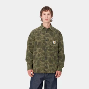 Carhartt WIP L/S Duck Shirt Camo Duck, Green / Office Green Sale