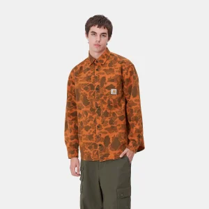 Carhartt WIP L/S Duck Shirt Camo Duck, Green / Turmeric Clearance