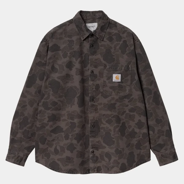 Carhartt WIP L/S Duck Shirt Camo Duck, Green / Graphite Hot