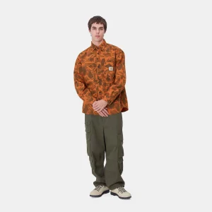 Carhartt WIP L/S Duck Shirt Camo Duck, Green / Turmeric Clearance