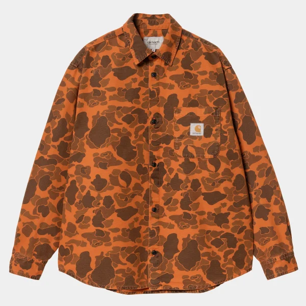 Carhartt WIP L/S Duck Shirt Camo Duck, Green / Turmeric Clearance