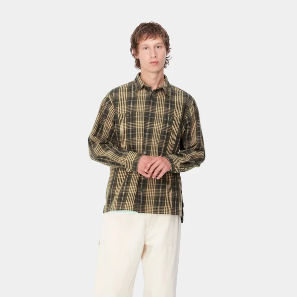 Carhartt WIP L/S Mandlik Shirt Mandlik Check, Office Green New